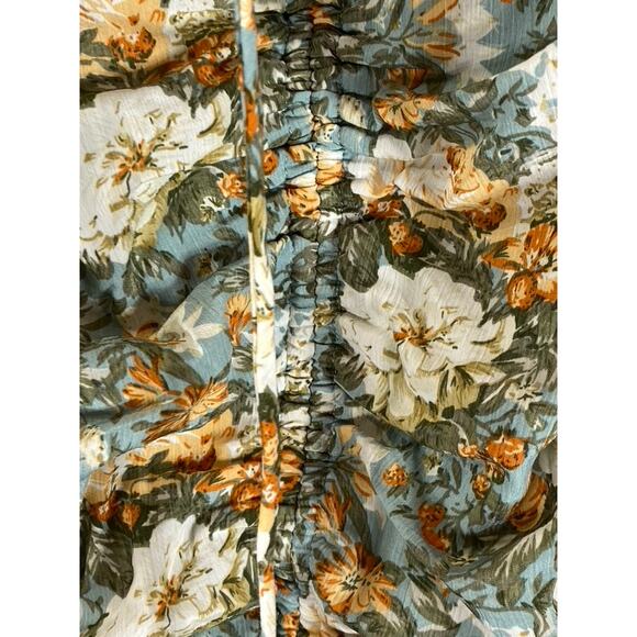 HELLO MOLLY Women's Sage Floral Basque Country Bodycon Ruched Dress SZ 4 - Picture 6 of 15